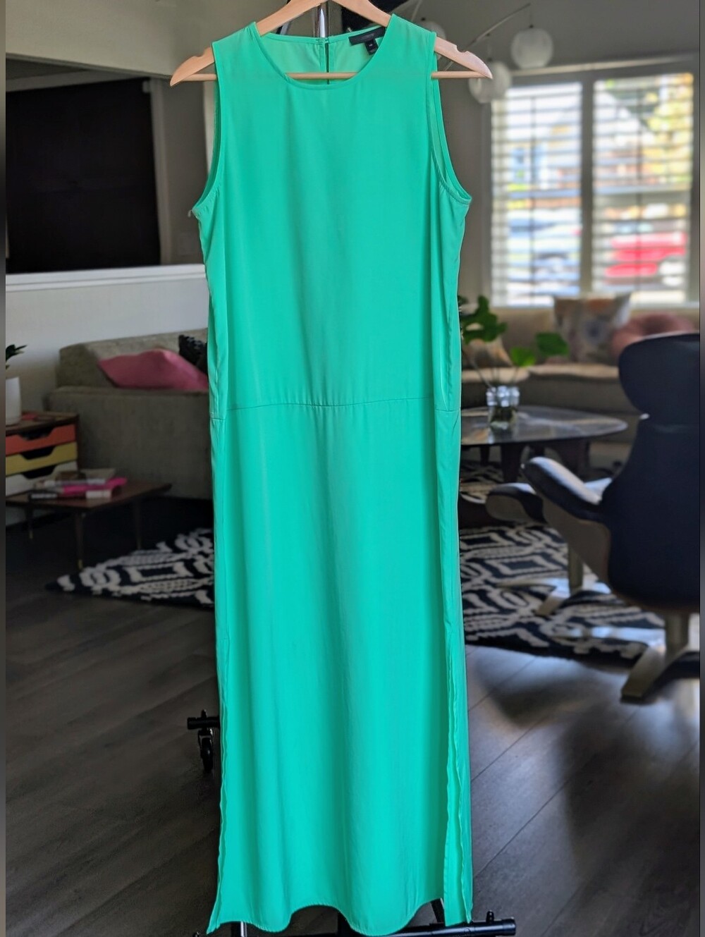 J. Crew Sleeveless Bright Green Maxi Column Dress Size XS